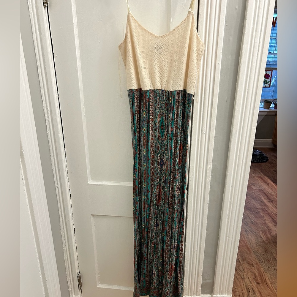 Cream and Multicolor Maxi Dress
